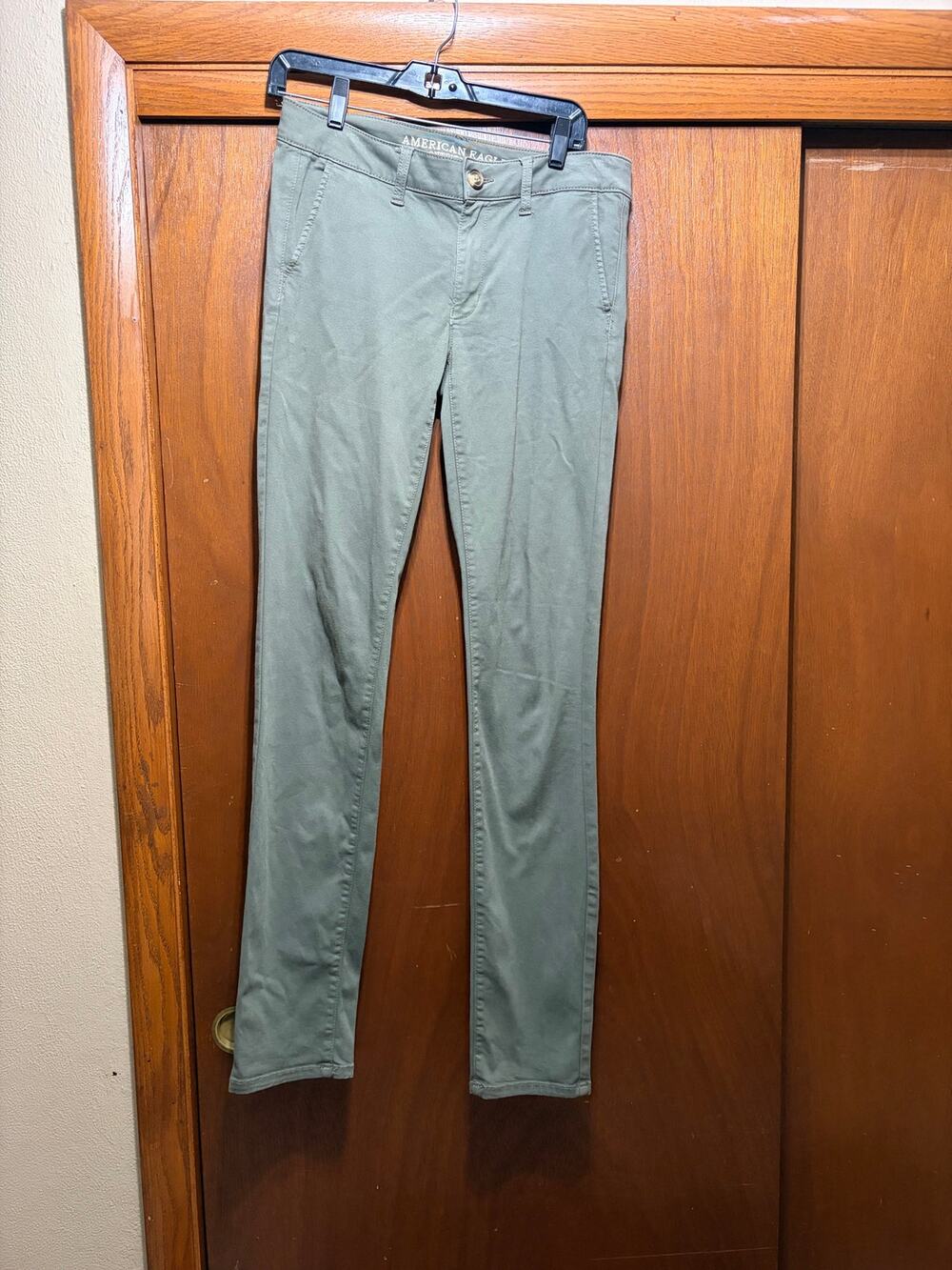 American Eagle Super Stretch X Pants Women's 8 X-Long Olive Green 35" Inseam